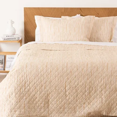 Colchoneta Estampada Reversible De 2 Plazas Beige Estampada