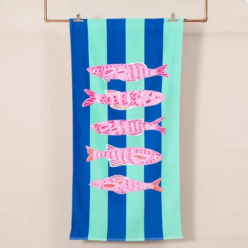 Toalla De Bano Velour 70x150cm Peces