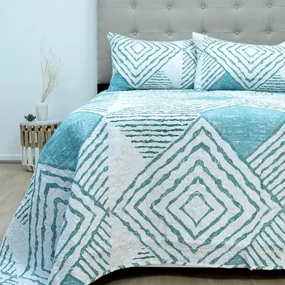 Quilt Estampado 2.5 Plazas Aqua
