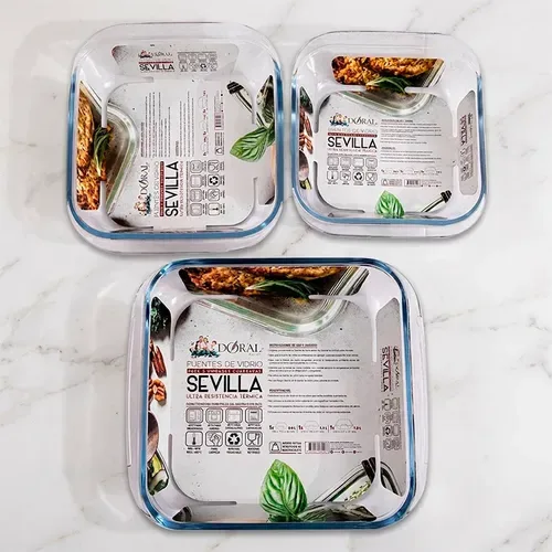Set De 3 Fuentes Cuadradas De Vidrio