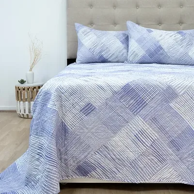 Quilt Estampado De 2.5 Plazas Con Fundas De Poliéster