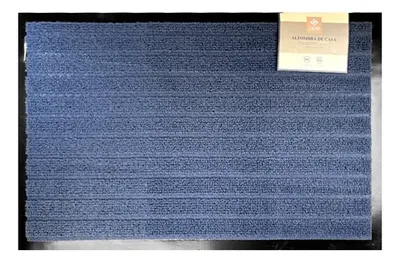 Alfombra Limpiapiés De Poliester Con Franjas Azul Azul