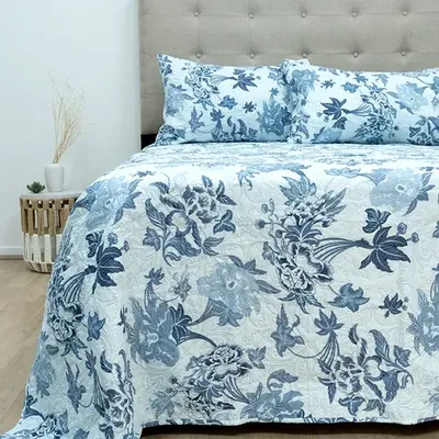 Quilt Estampado Floral 2.5 Plazas Con Fundas