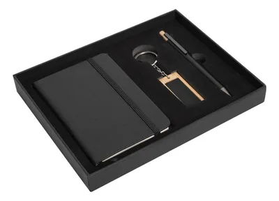 Kit Ejecutivo Con Bolígrafo, Libreta Y Llavero Negro Negro