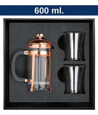 Set Cafetera Francesa De Vidrio Y Acero Inoxidable