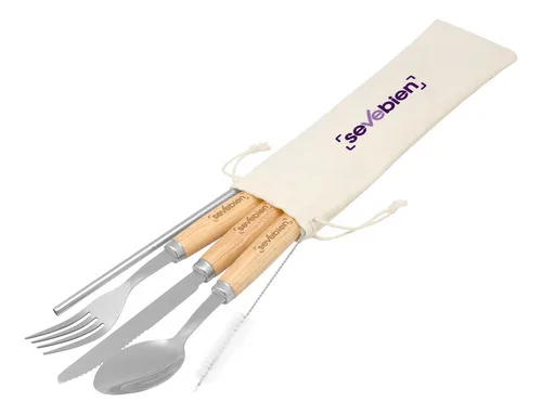 Set De Cubiertos De Madera Con Estuche
